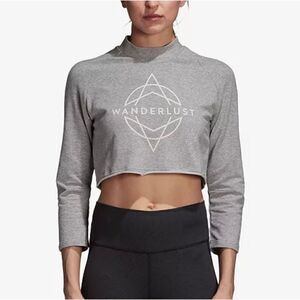 Adidas x Wanderlust Gym Shirt Gray Cropped long sleeve Yoga Workout fitness XS/S